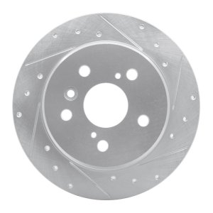Lexus RX300 Brake Rotor (1) - Rear Right - R1 Concepts - Drilled & Slotted - Silver - `99-`03